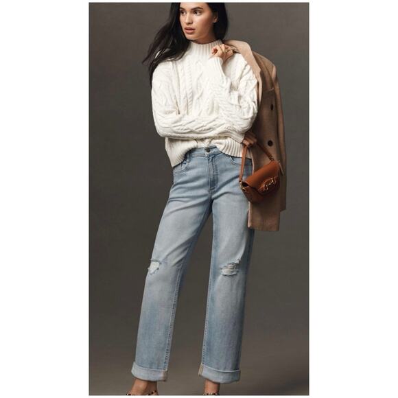 Anthropologie Pilcro Women’s Sz 31 Slim Boyfriend Jeans Distressed Stretch Denim - Picture 1 of 13